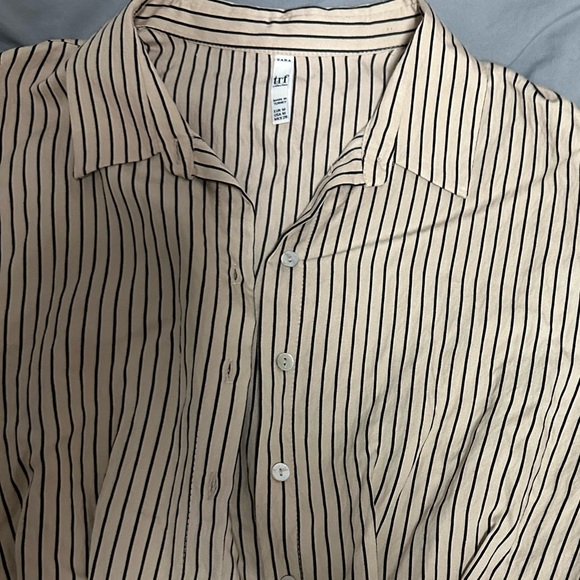 Women's Blouse - Business Casual - ZARA - Cream - Black - Button down - Stripes - Picture 4 of 10